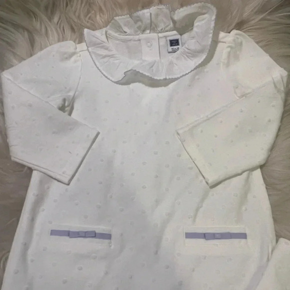 JANIE & JACK NEW Swiss Dot White Lilac Ruffle One Piece Onesie Baby Girl 12-18 m - Picture 2 of 5